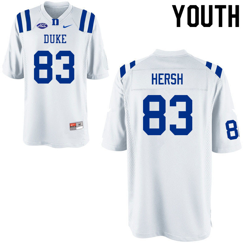Youth #83 Brandon Hersh Duke Blue Devils College Football Jerseys Sale-White - Click Image to Close